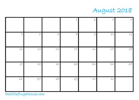 Printable Calendar August